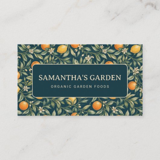 Carte De Visite Conception de jardin de citrus avec des oranges, d (Devant)