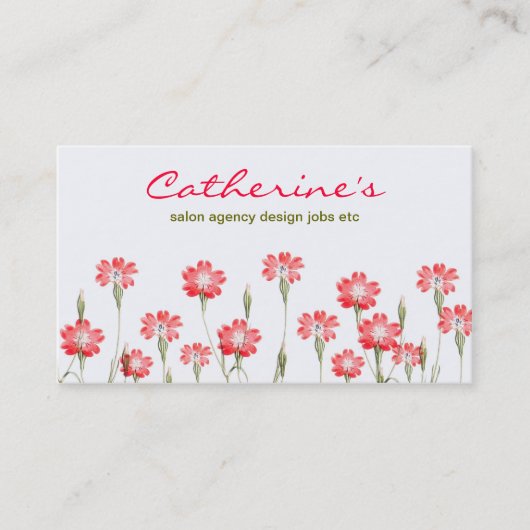 Carte De Visite conception de jardin de fleurs rouges (Devant)