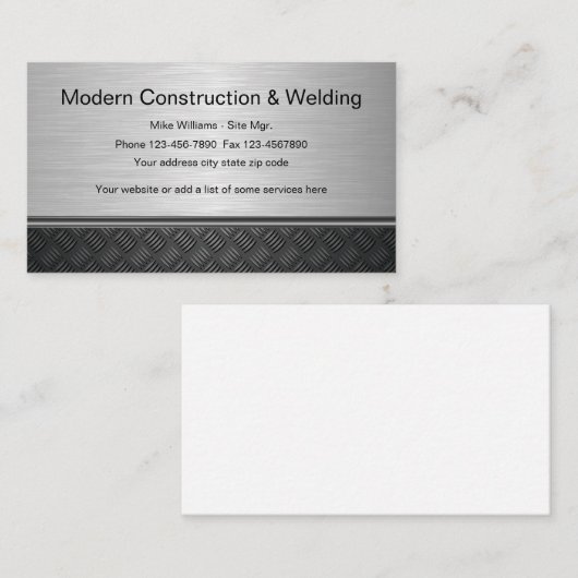 Carte De Visite Conception de la soudure de construction (Devant / Derrière)
