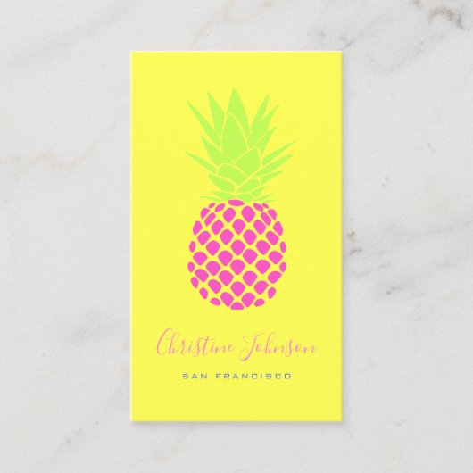 Carte De Visite conception de l'ananas néon (Devant)
