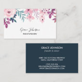 Carte De Visite Conception de l'aquarelle florale de la Marine et  (Devant / Derrière)