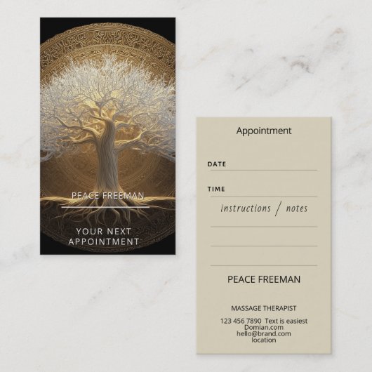 Carte De Visite Conception de l'Arbre de Lumière Éternelle | Arbre (Devant / Derrière)