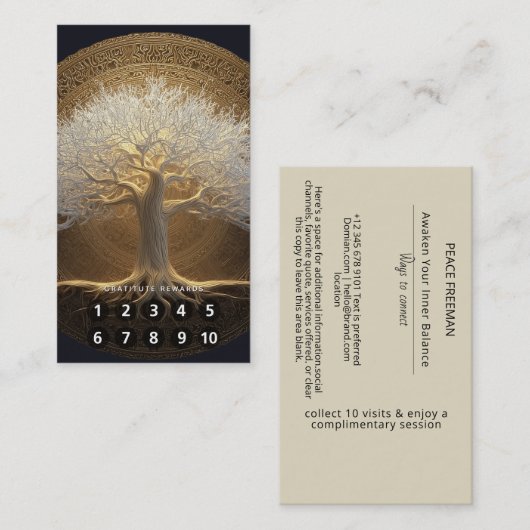 Carte De Visite Conception de l'Arbre de Lumière Éternelle | Arbre (Devant / Derrière)