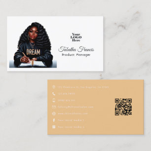 Carte De Visite Conception de leadership de femme noire afro forte