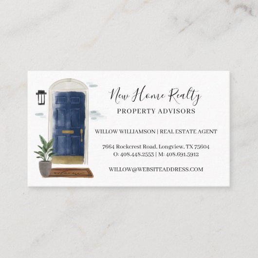 Carte De Visite Conception de l'entrée avant de l'aquarelle chic N (Devant)