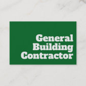Carte De Visite Conception de l'entrepreneur de bâtiment général (Devant)