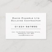 Carte De Visite Conception de l'entrepreneur de bâtiment général (Dos)