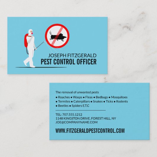 Carte De Visite Conception de l'exterminateur, lutte antiparasitai (Devant / Derrière)
