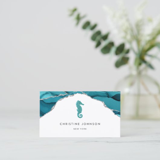 Carte De Visite conception de l'hippocampe bleu (Debout devant)