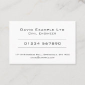 Carte De Visite Conception de l'ingénieur civil gras et clair (Dos)