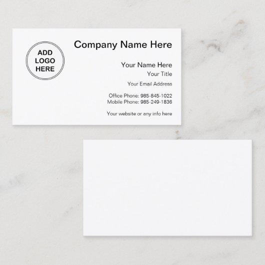 Carte De Visite Conception de logo d'affaires (Devant / Derrière)