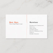 Carte De Visite Conception de logo d'ampoule d'électricien (Dos)