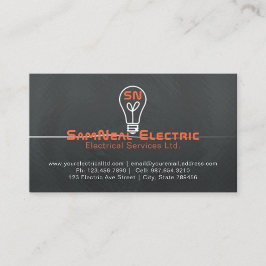 Carte De Visite Conception de logo d'ampoule d'électricien (Devant)