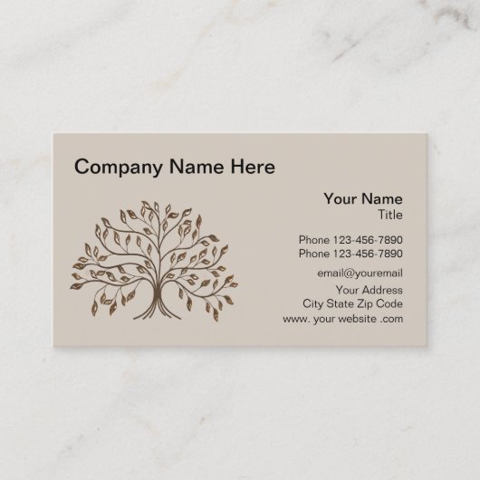 Carte De Visite Conception de logo d'arbre professionnel (Devant)
