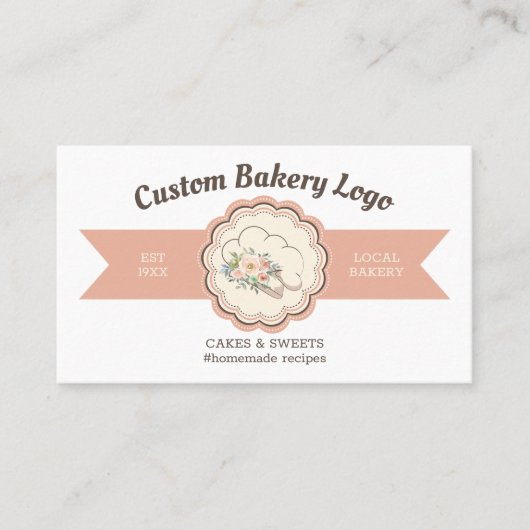 Carte De Visite Conception de logo de chef pâtissier de casquette (Devant)