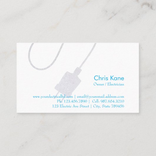 Carte De Visite conception de logo d'électricien (Dos)
