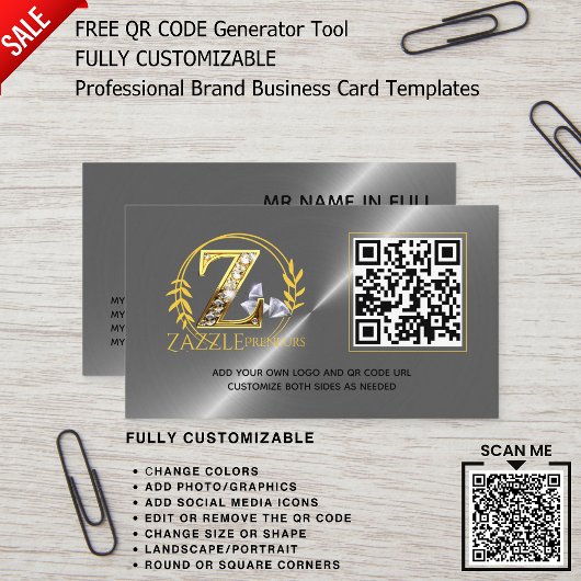 CARTE DE VISITE CONCEPTION DE LOGO PROFESSIONNEL CODE QR PERSONNAL