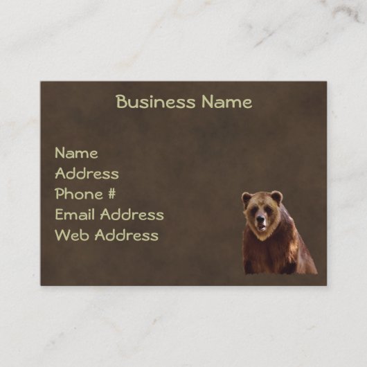 Carte De Visite Conception de l'ours pour les animaux et les anima (Devant)