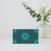 Carte De Visite Conception de mandala à feuilles sarcelles sur fon (Debout devant)