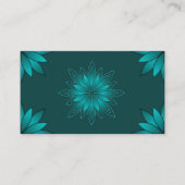 Carte De Visite Conception de mandala à feuilles sarcelles sur fon (Devant)