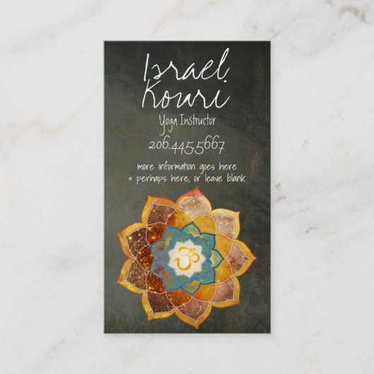 Carte De Visite Conception de mandala à fleur Om dorée (Devant)