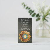 Carte De Visite Conception de mandala de fleur Om dorée (Debout devant)
