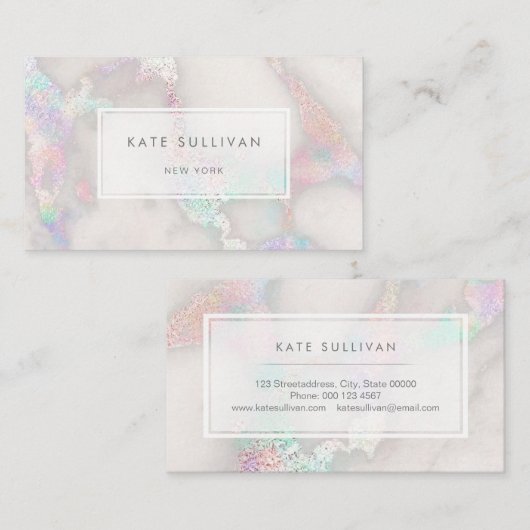 Carte De Visite conception de marbre faux holographique (Devant / Derrière)