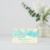 Carte De Visite Conception de marbre frais en turquoise et crème (Debout devant)