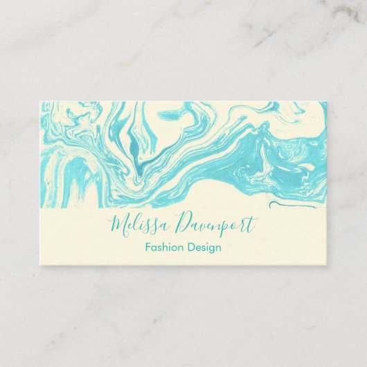 Carte De Visite Conception de marbre frais en turquoise et crème (Devant)