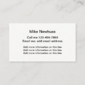 Carte De Visite Conception de menuiserie (Dos)