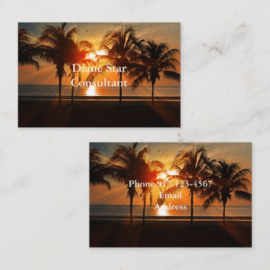 Carte De Visite Conception de mer de coucher du soleil (Devant / Derrière)