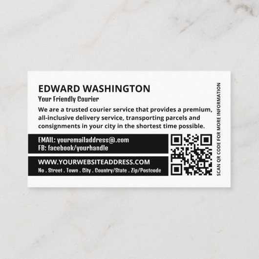 Carte De Visite Conception de messagerie, service de messagerie (Dos)