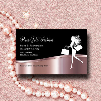 Carte De Visite Conception de mode en or rose chic
