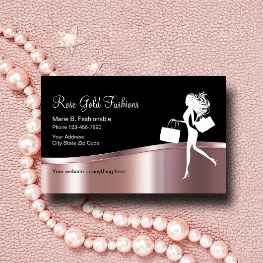 Carte De Visite Conception de mode en or rose chic