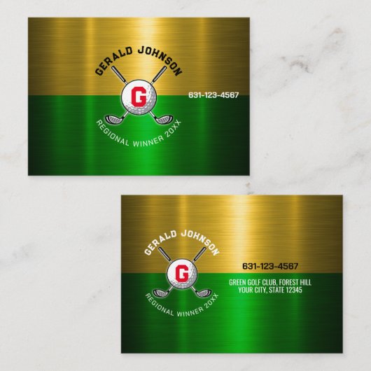 Carte De Visite Conception de monogramme centrée sur la balle de g (Devant / Derrière)