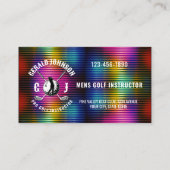 Carte De Visite Conception de monogramme de golf couleur métalliqu (Dos)