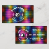 Carte De Visite Conception de monogramme de golf couleur métalliqu (Devant / Derrière)