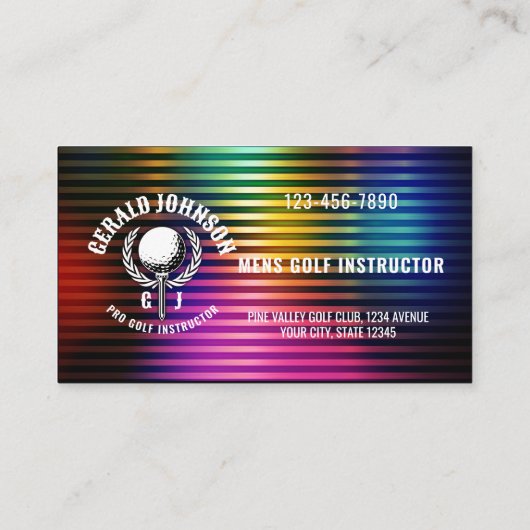 Carte De Visite Conception de monogramme de golf couleur métalliqu (Dos)