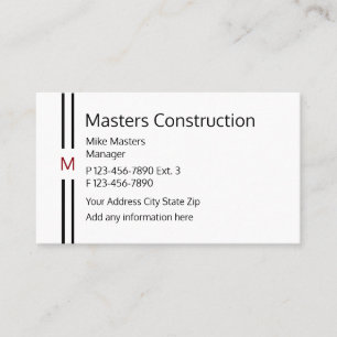 Carte De Visite Conception de monogramme moderne de construction