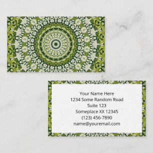 Carte De Visite Conception de motif mandala vert et blanc