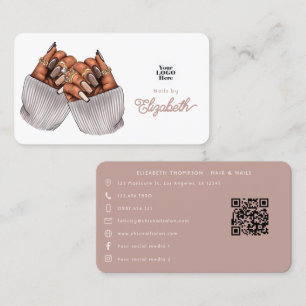 Carte De Visite Conception de nail art afro-américain inspirée de