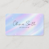 Carte De Visite Conception de nom de script holographique pastel é (Devant)