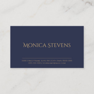Carte De Visite Conception de nom minimaliste Navy Gold