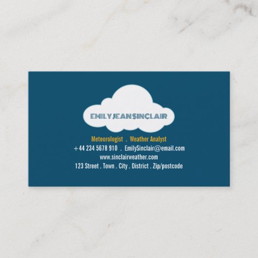 Carte De Visite Conception de nuages fluides, météorologue (Devant)