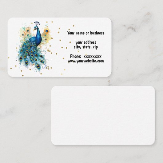 Carte De Visite Conception de paon coloré (Devant / Derrière)