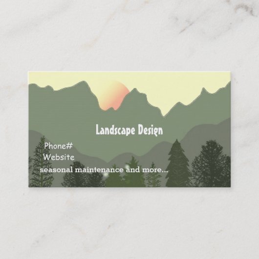 Carte De Visite Conception de paysages et entretien (Devant)