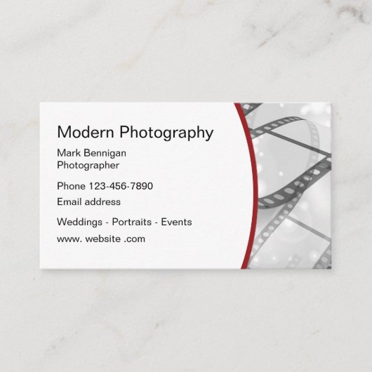 Carte De Visite Conception de photographe moderne (Devant)