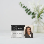 Carte De Visite Conception de photos noir et gris argenté (Debout devant)