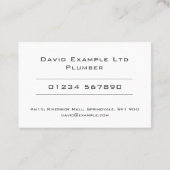 Carte De Visite Conception de plomberie et de plomberie gras et tr (Dos)