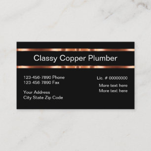 Carte De Visite Conception de plombier en cuivre chic